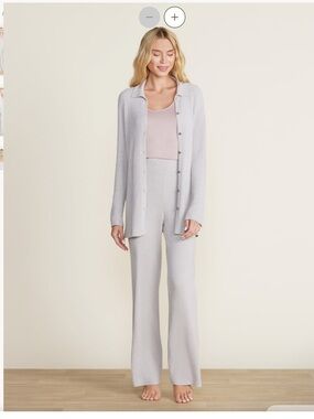 Barefoot Dreams CozyChic Ultra Lite Solid Ribbed button down cardigan NWT side S